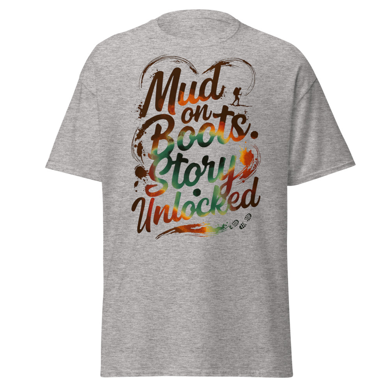Mud on Boots. Story Unlocked — Hiker Heart Typography Unisex classic tee