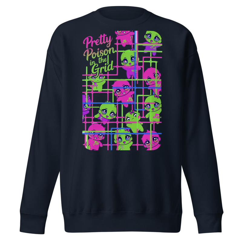 Pretty Poison in the Grid - Neon Kawaii Monster Circuit Unisex Premium Sweatshirt