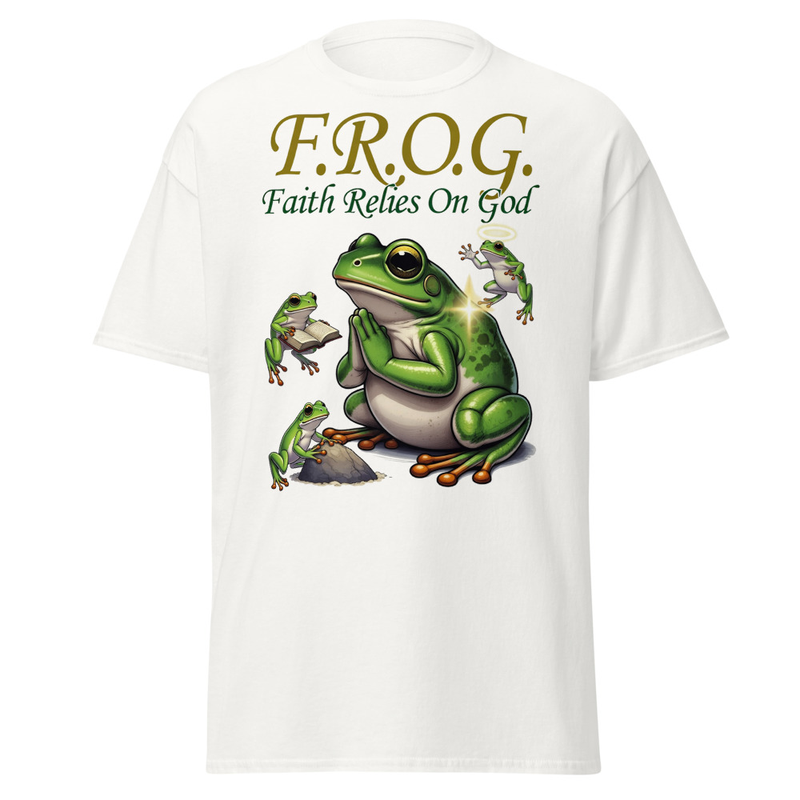 F.R.O.G. Faith Relies On God - Praying Frog Christian Unisex classic tee