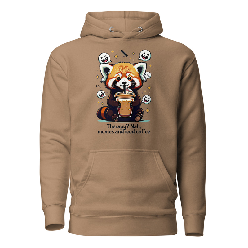 Therapy? Nah, Memes and Iced Coffee - Funny Red Panda Unisex Hoodie