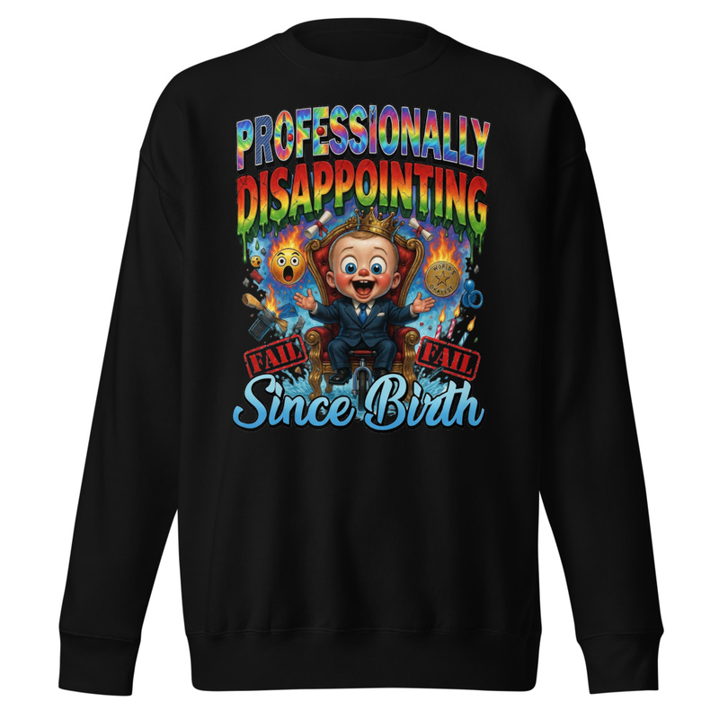 Professionally Disappointing Since Birth - Baby Boss Throne Satire Unisex Premium Sweatshirt