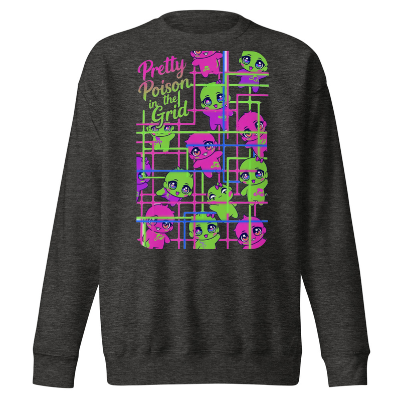 Pretty Poison in the Grid - Neon Kawaii Monster Circuit Unisex Premium Sweatshirt