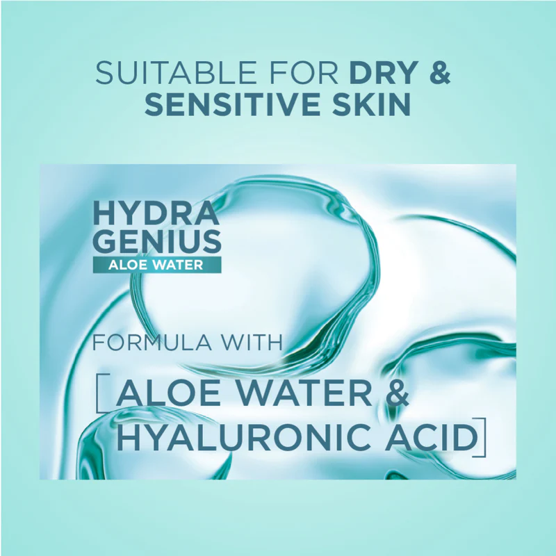 L'Oréal Paris, Hydra Genius, Water-Based Gel Facial Moisturiser, with Aloe Vera, for Dry and Sensitive Skin, 70ml