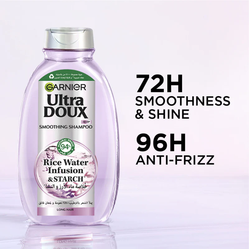 Garnier Ultra Doux Rice Water Infusion & Starch Shampoo For Long Hair, Smooth And Shine