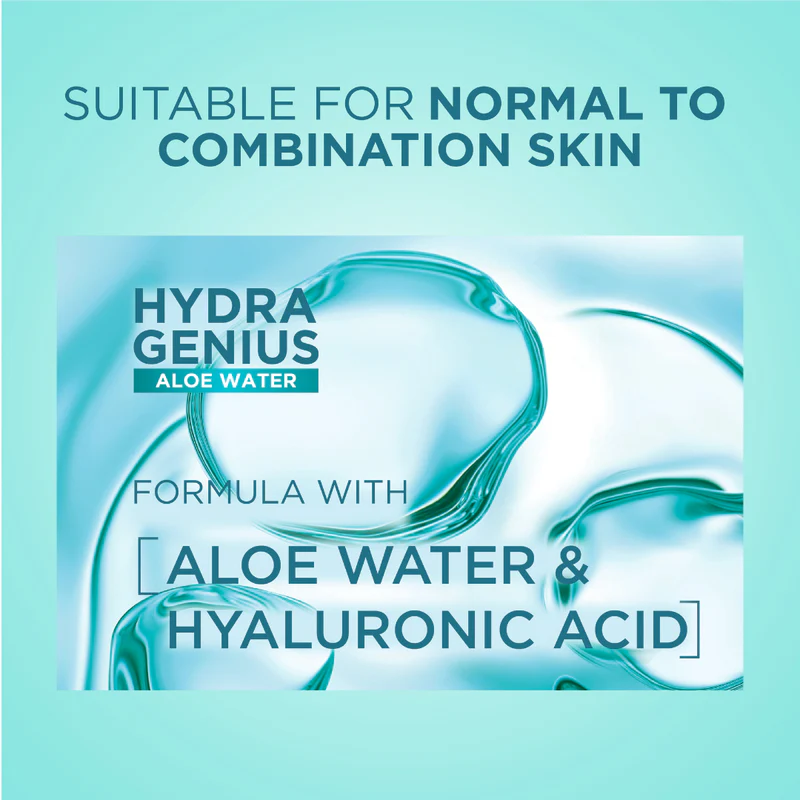   L'Oréal Paris Hydra Genius Aloe Water and Hyaluronic Acid 72H Liquid Moisturizer For Normal to Combination 70ml