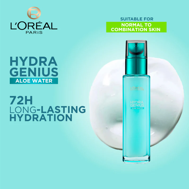   L'Oréal Paris Hydra Genius Aloe Water and Hyaluronic Acid 72H Liquid Moisturizer For Normal to Combination 70ml