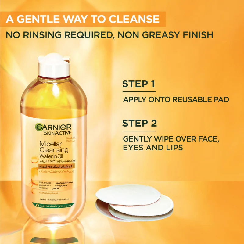   Garnier Micellar Water Oil-Infused Facial Cleanser And Waterproof Makeup Remover