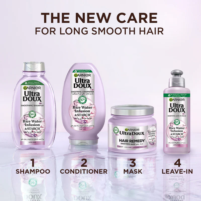 Garnier Ultra Doux Rice Water Infusion & Starch Hair Remedy Mask, Smooth And Shine
