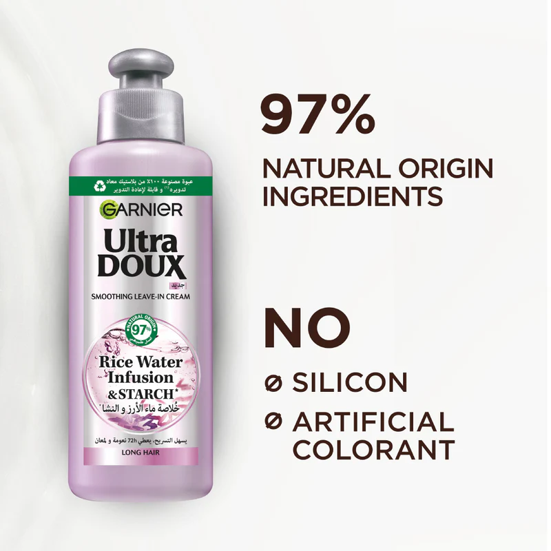 Garnier Ultra Doux Rice Water Infusion & Starch Leave In Cream For Long Hair