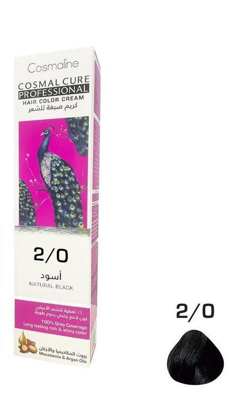 Cosmal Cure Professional Hair Color Cream Natural Black 2/0