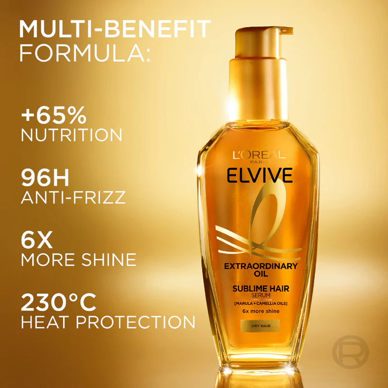 L’Oréal Paris Elvive Extraordinary Hair Oil Treatment, Non-Sticky Serum For Dry Hair 100ml