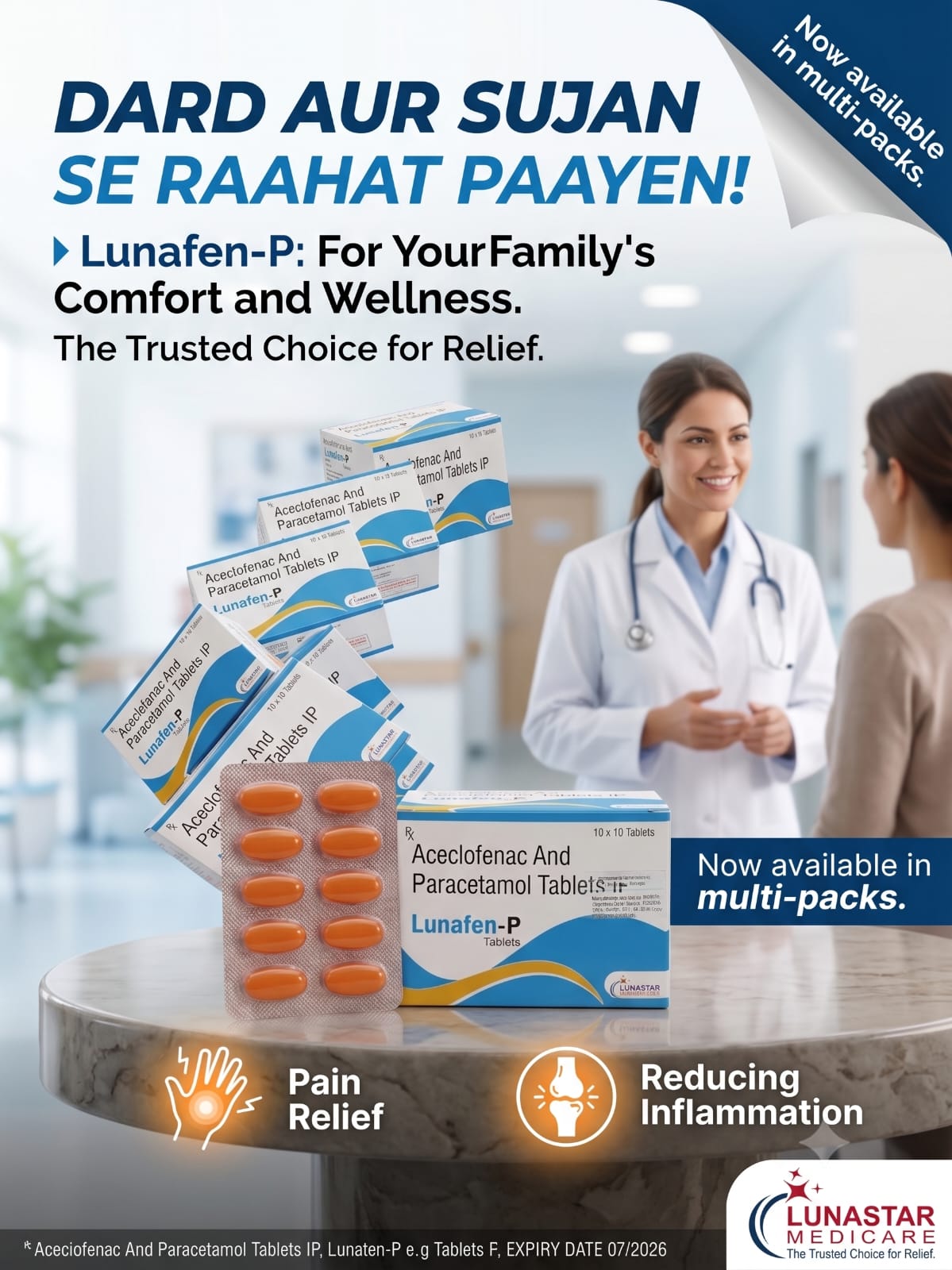 Aceclofenac and Paracetamol Tablets (Lunafen-P)
