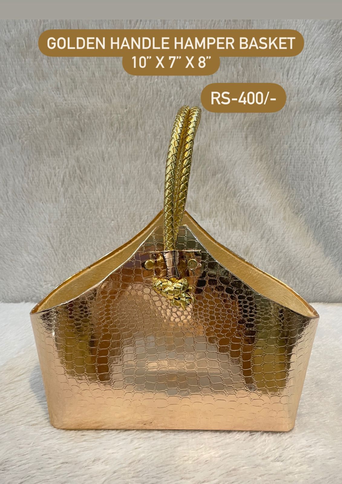 Golden Handle Hamper Basket