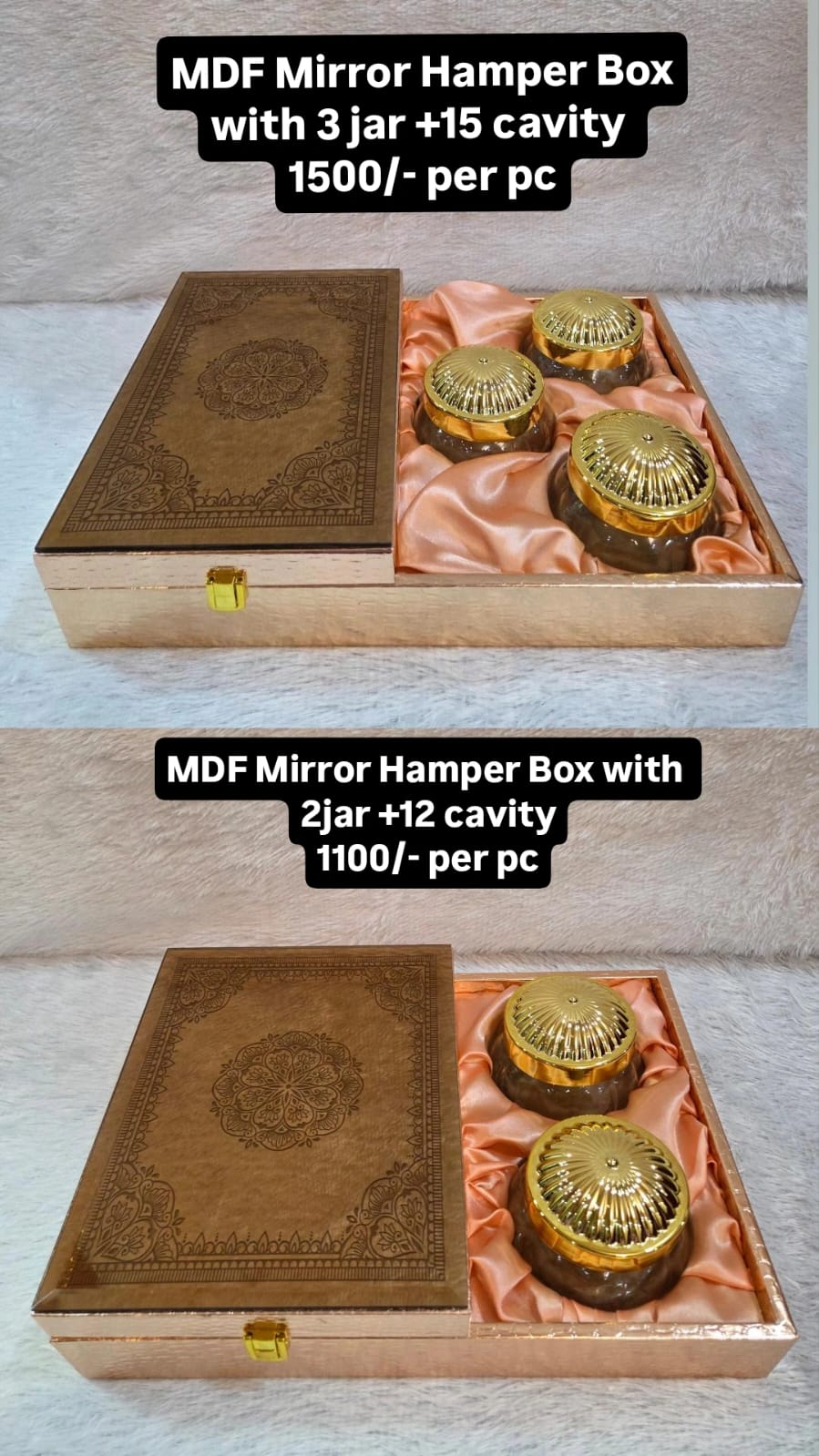 MDF Mirror Hamper Box with 3 Jars