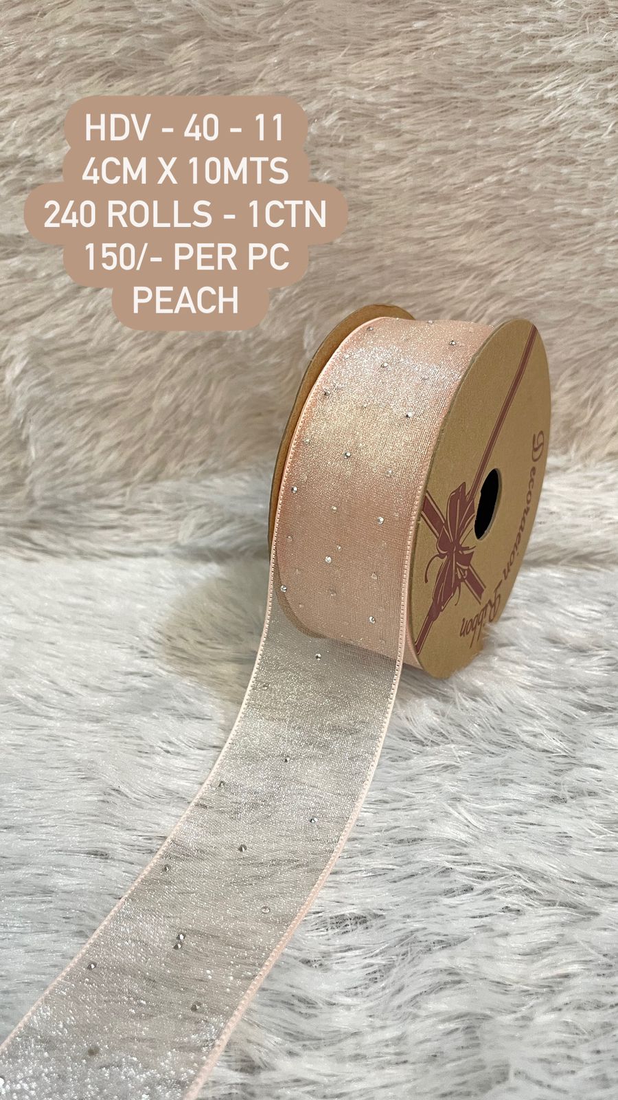 Peach Glitter Ribbon