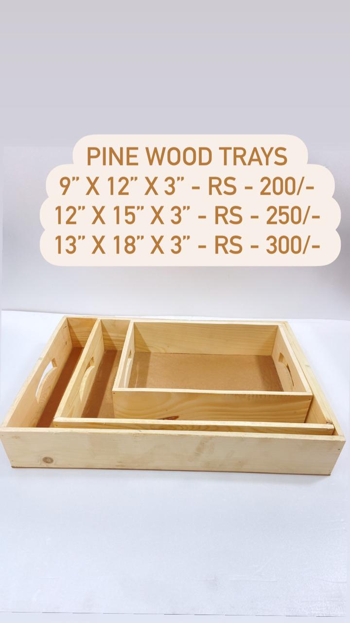 Pine Wood Trays Set