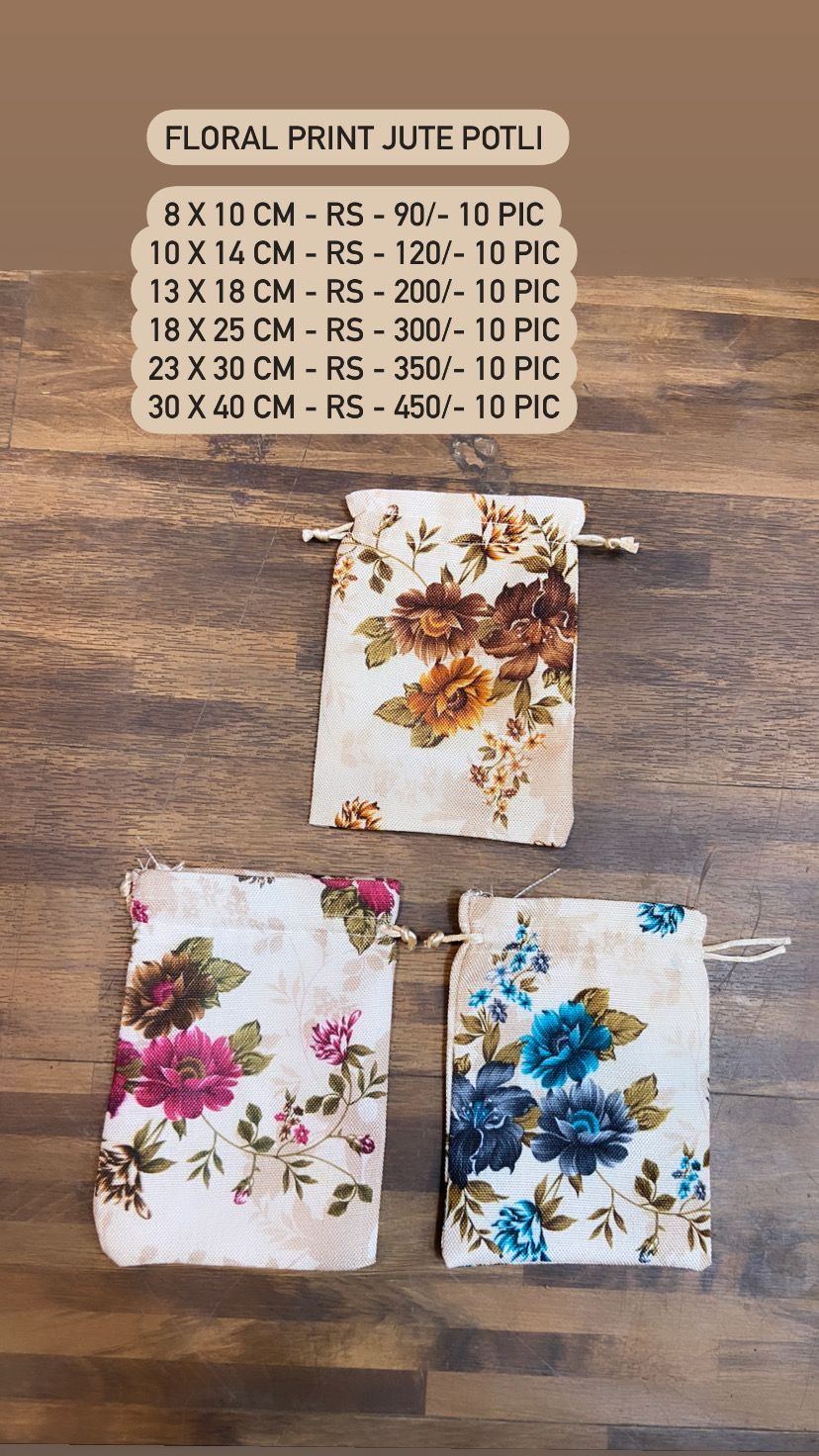 Floral Print Jute Potli