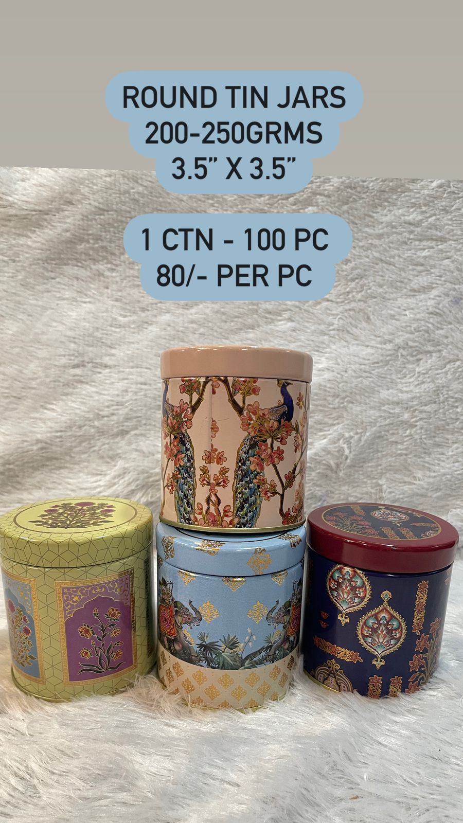Decorative Round Tin Jars