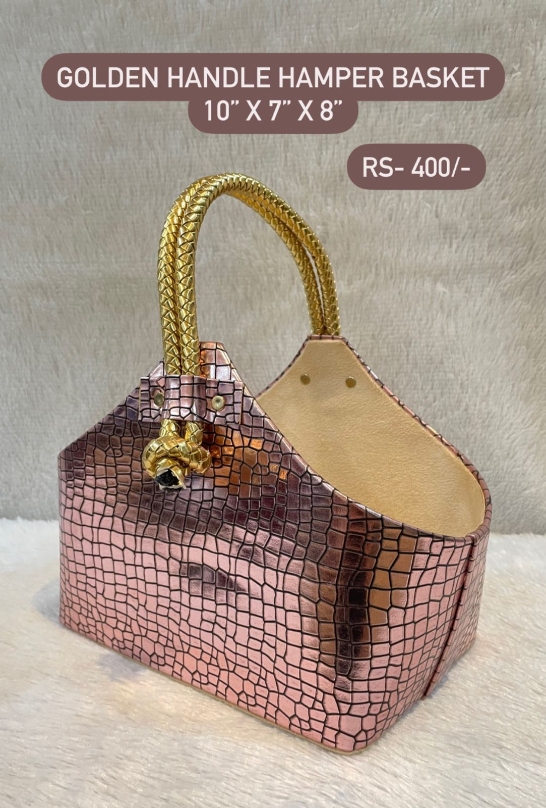 Golden Handle Hamper Basket