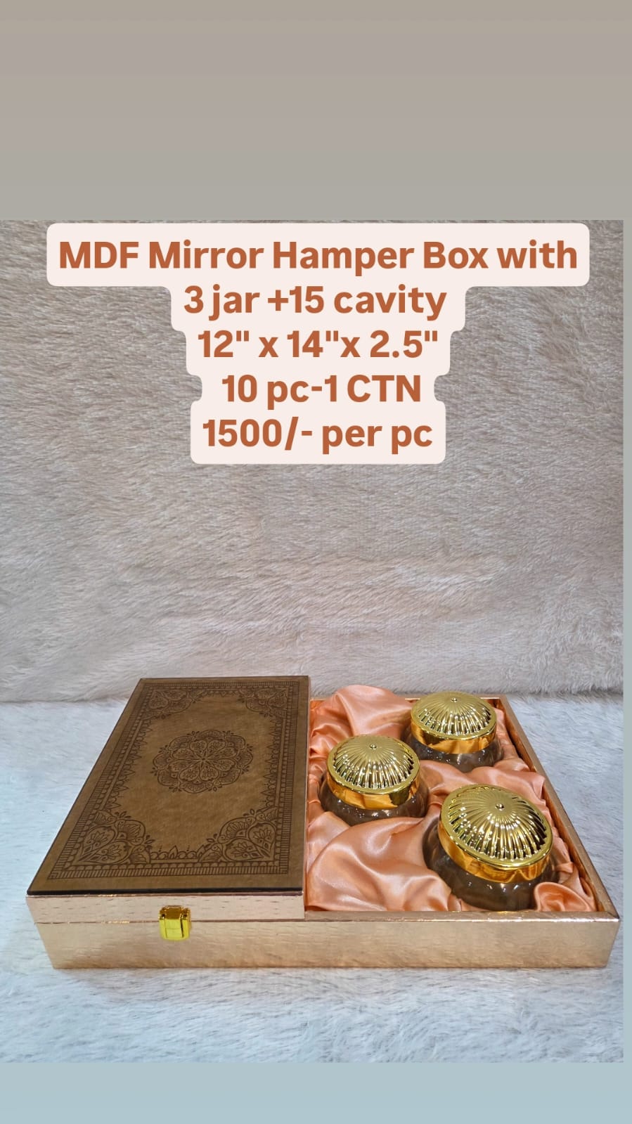 MDF Mirror Hamper Box with 3 Jars