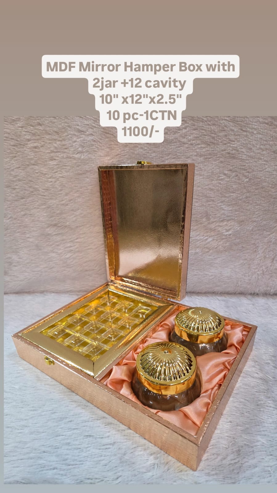 MDF Mirror Hamper Box with 2 Jars