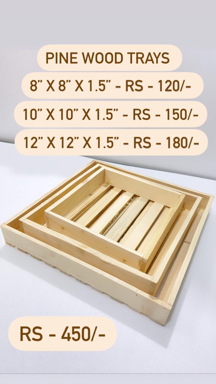 Pine Wood Trays Set