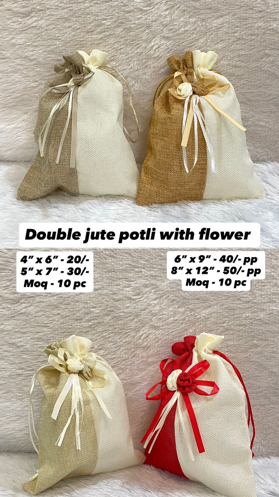 Double Jute Potli with Flower