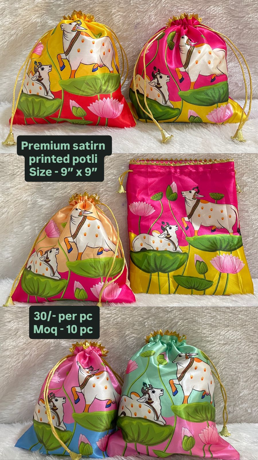 Premium Satin Printed Potli
