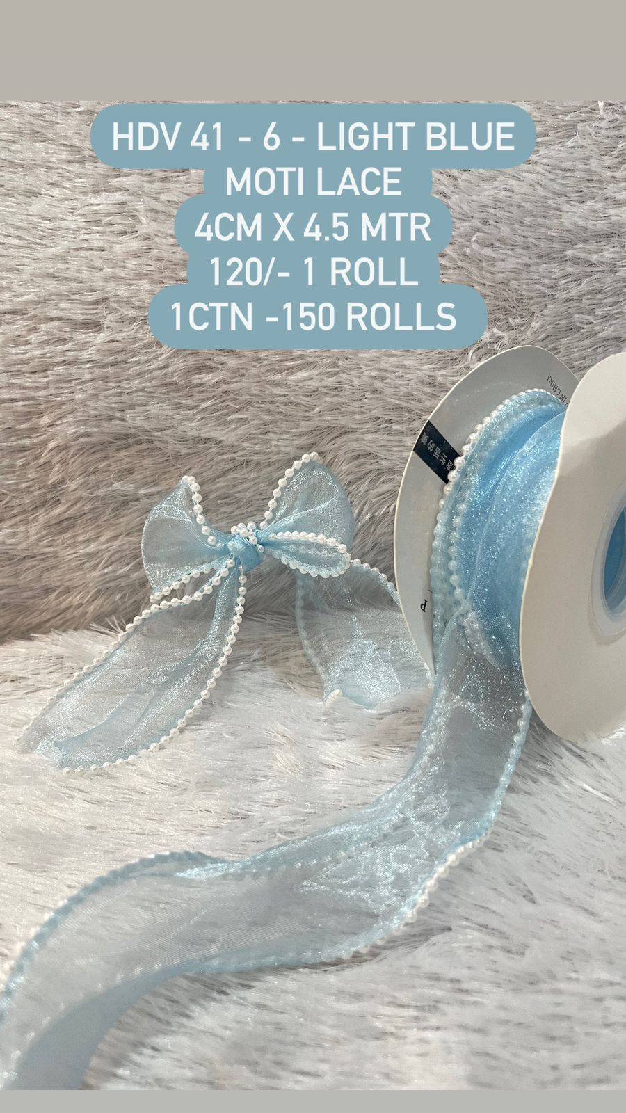 Light Blue Moti Lace Roll