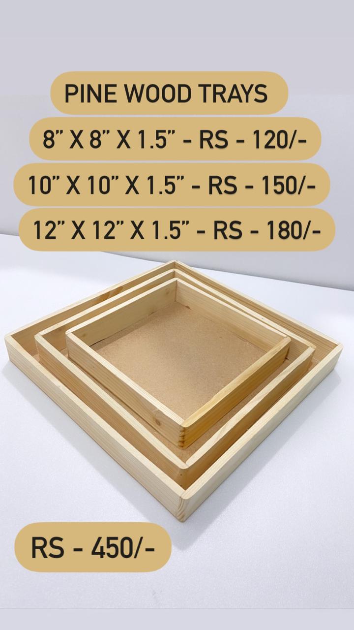 Pine Wood Tray Set
