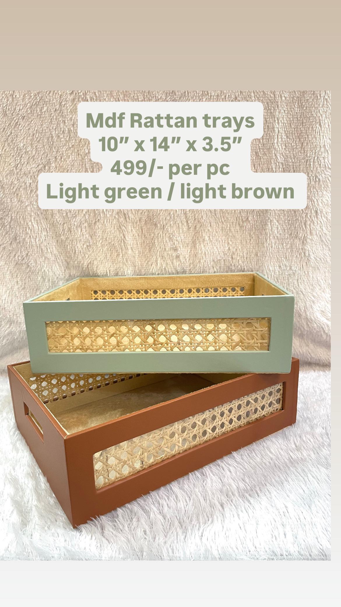 MDF Rattan Serving Trays