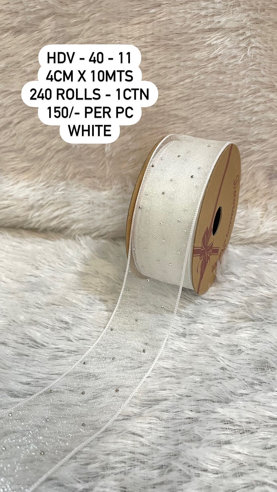 White Glitter Decorative Ribbon