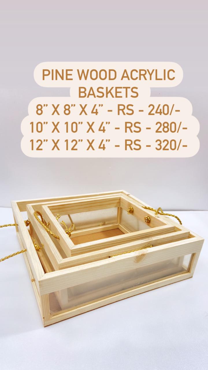 Pine Wood Acrylic Basket