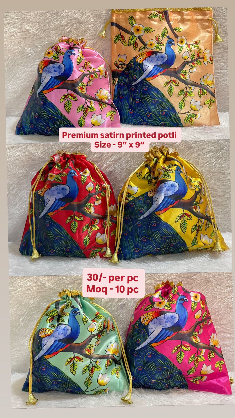 Premium Satin Printed Potli