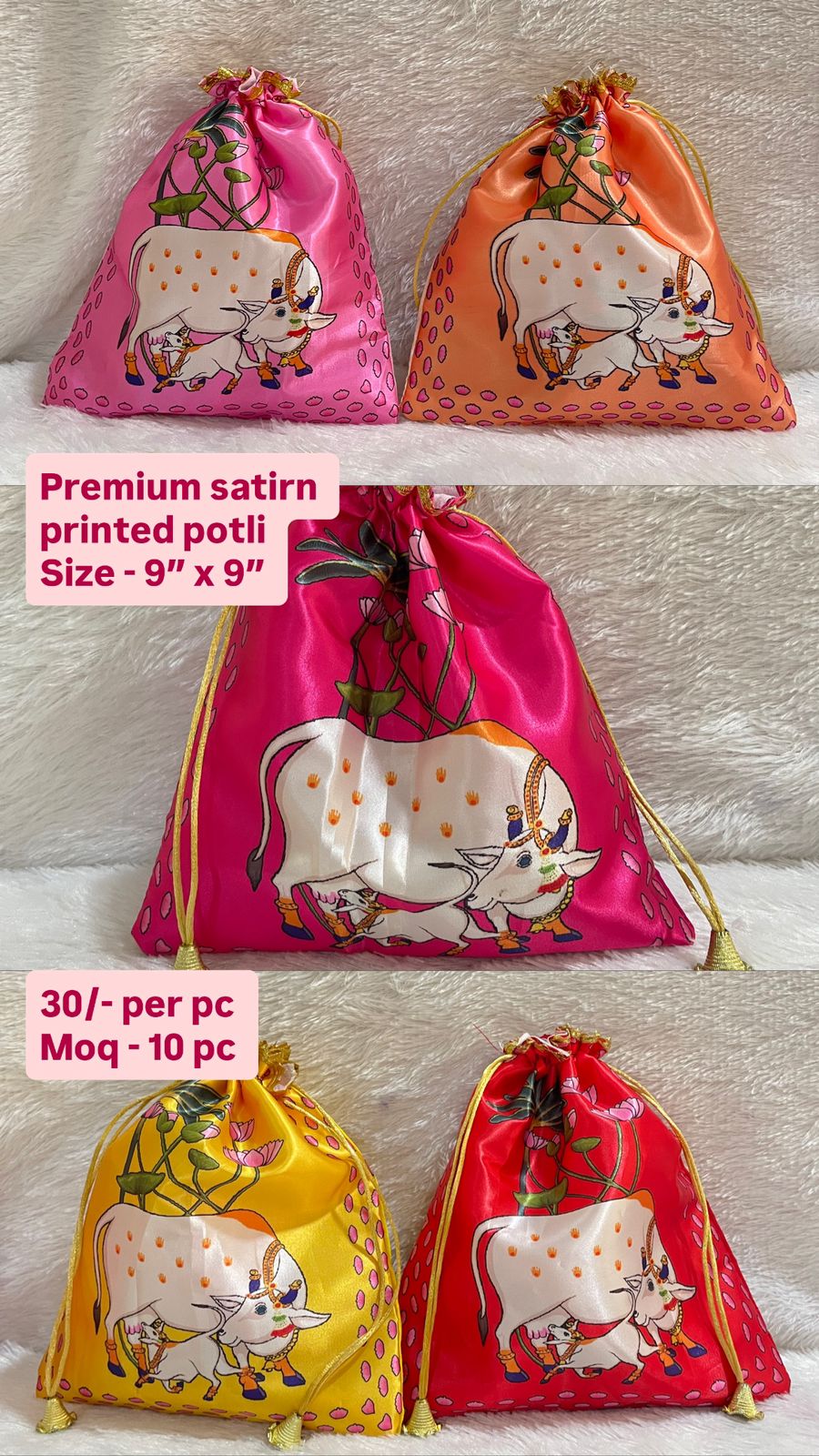 Premium Satin Printed Potli