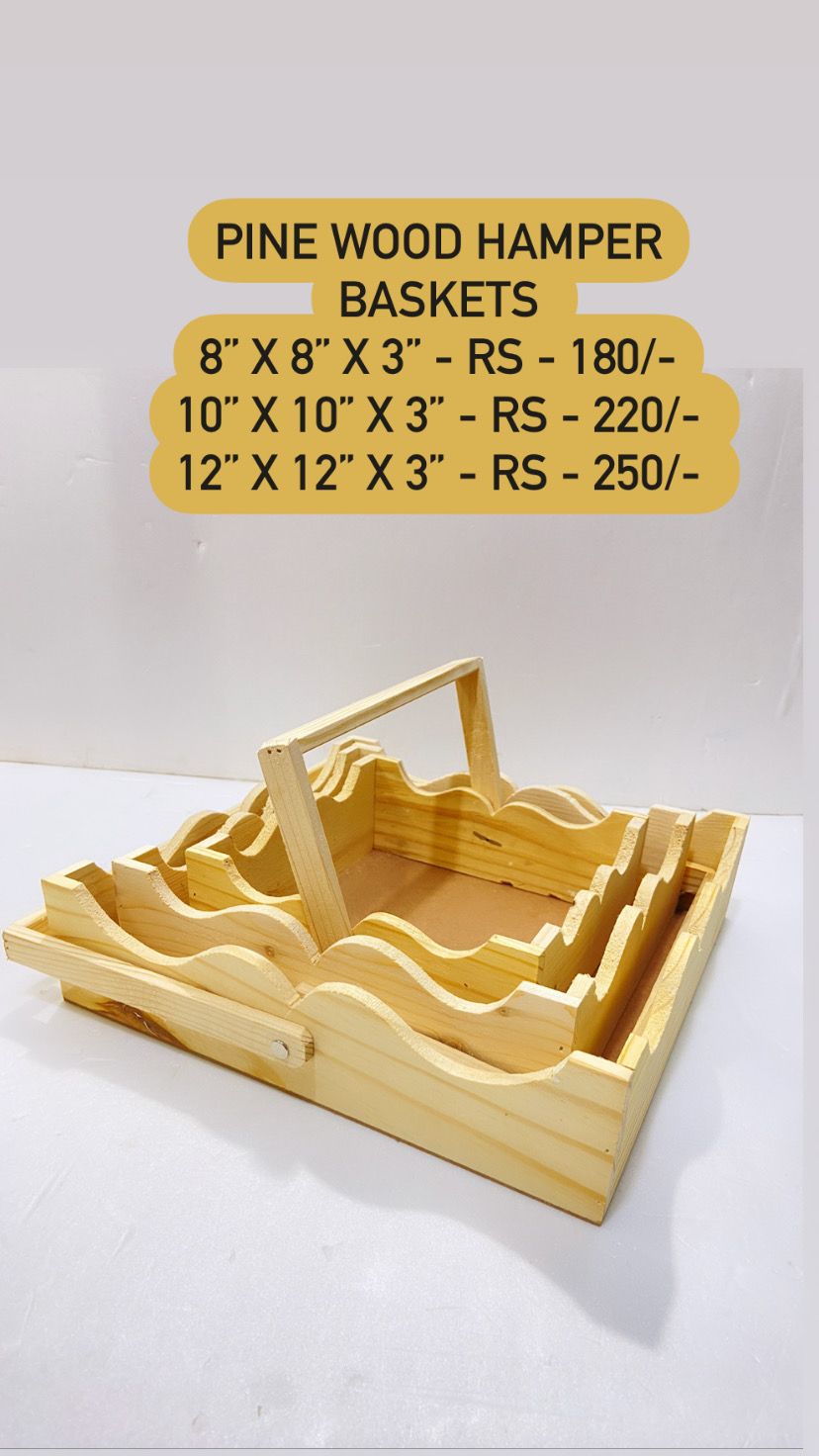 Pine Wood Hamper Basket
