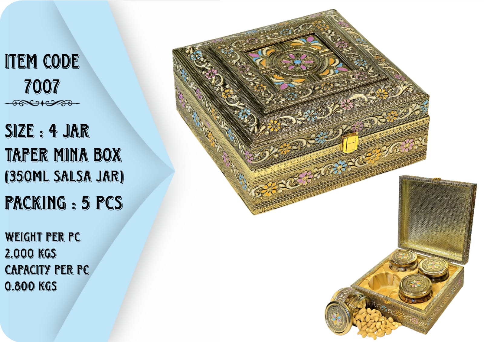 Decorative Taper Mina Box (4 Jar)