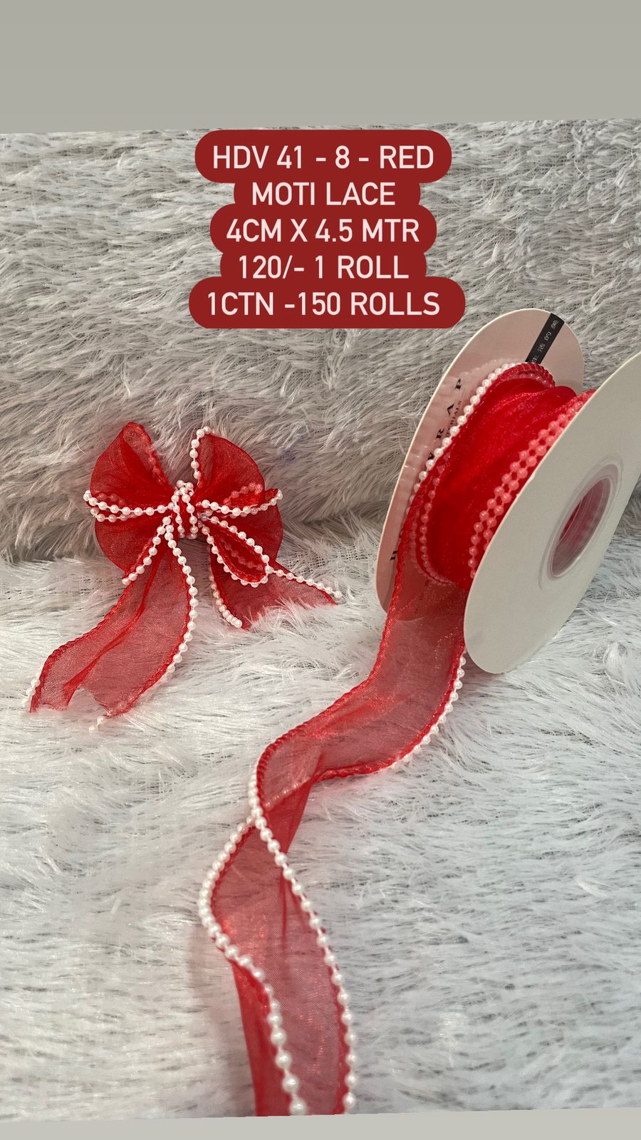 Red Moti Lace Ribbon