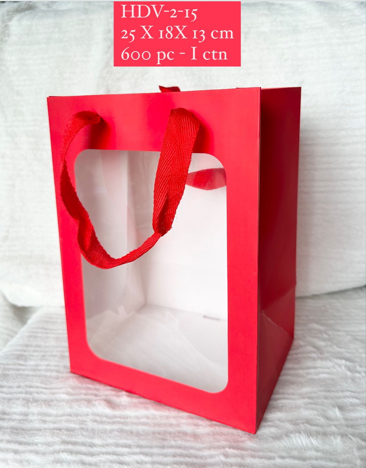 Red Gift Bag with Clear Window