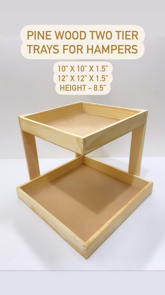 Pine Wood Two Tier Tray