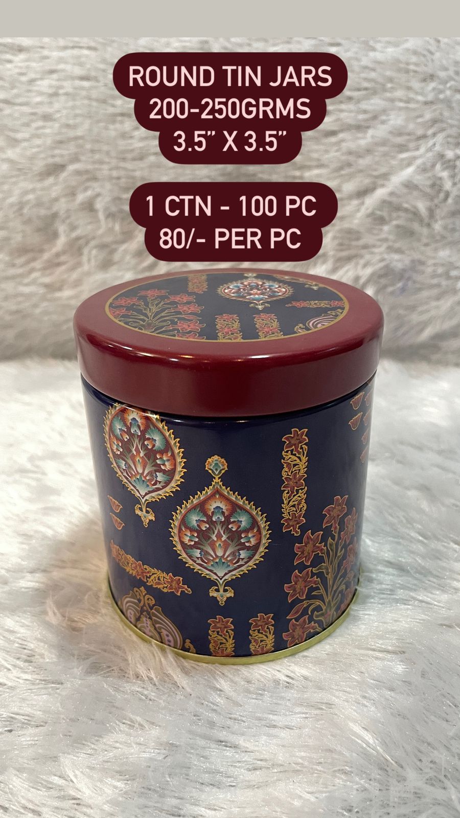 Round Decorative Tin Jar