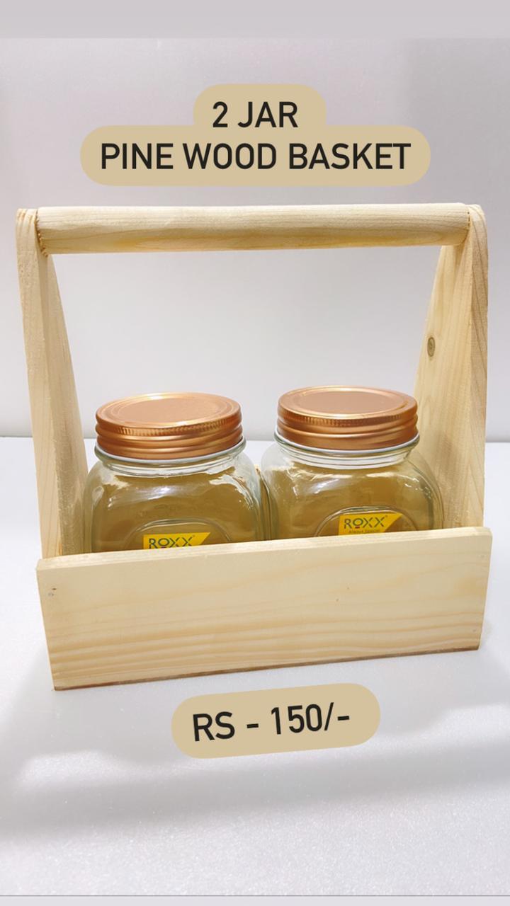 2 Jar Pine Wood Basket
