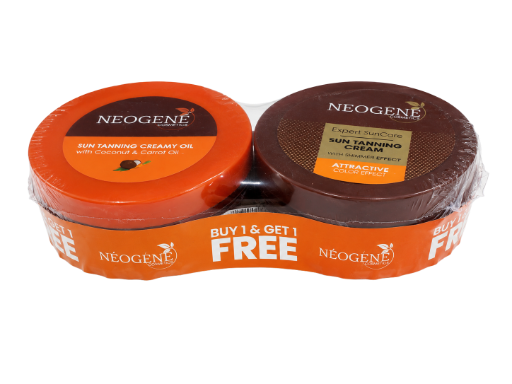 Neogene Cosmetics Sun Tanning Creamy Oil with Coconut & Carrot Oil + Expert SunCare Sun Tanning Cream with Shimmer Effect 