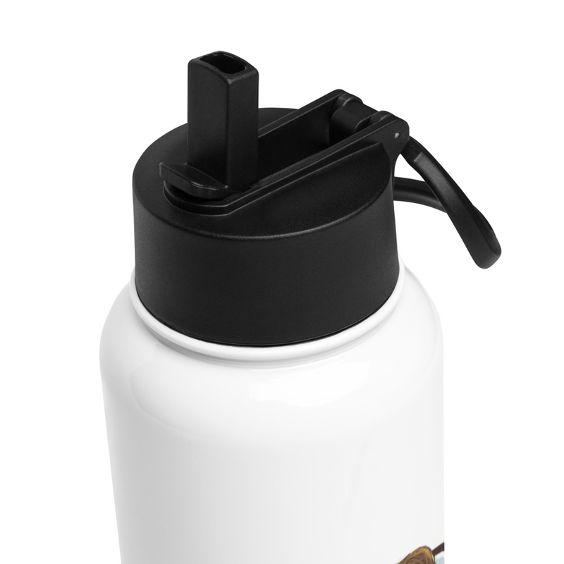 Stainless steel water bottle with a straw lid