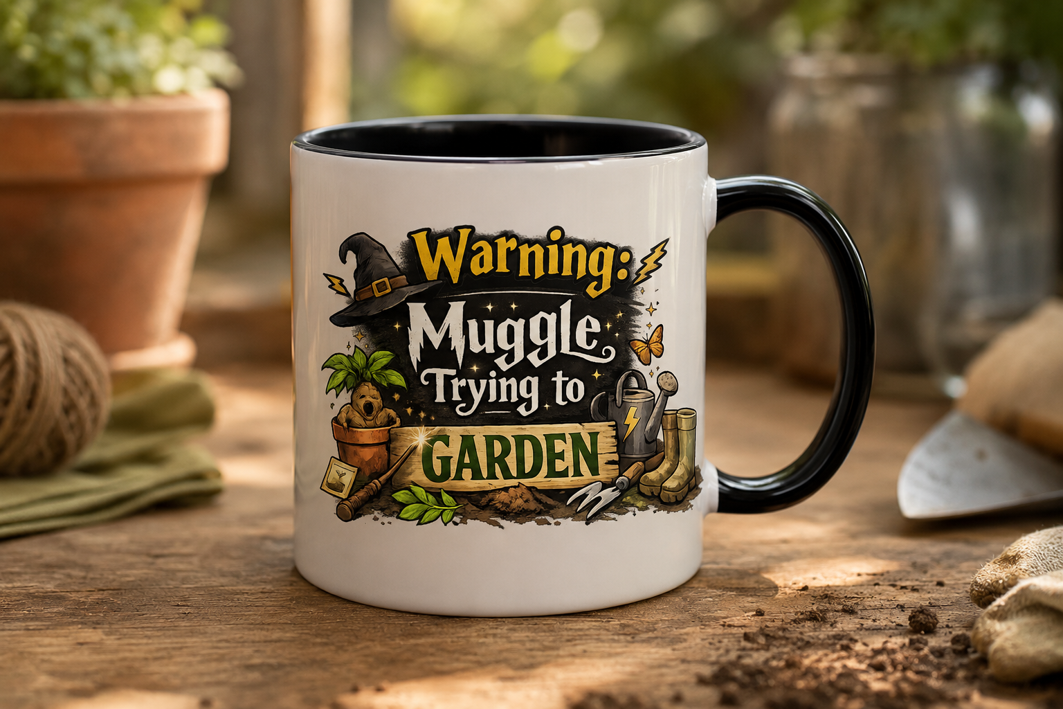 "Warning: Muggle Trying to Garden" Designed Gifts