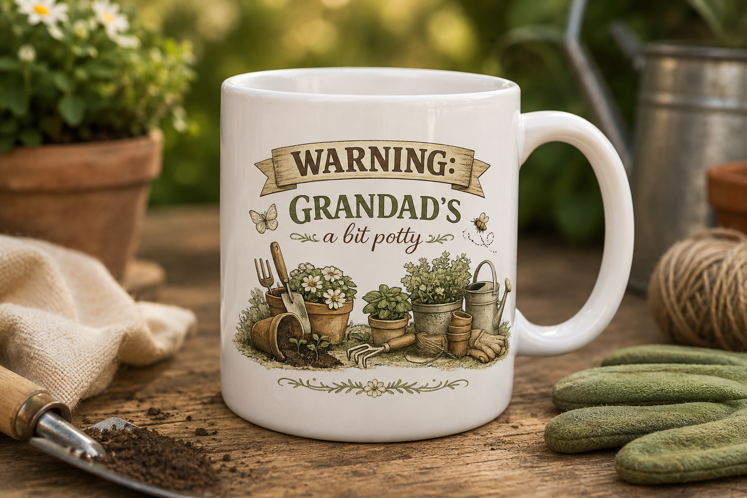 "Warning: Grandad's A Bit Potty" Designed Gifts