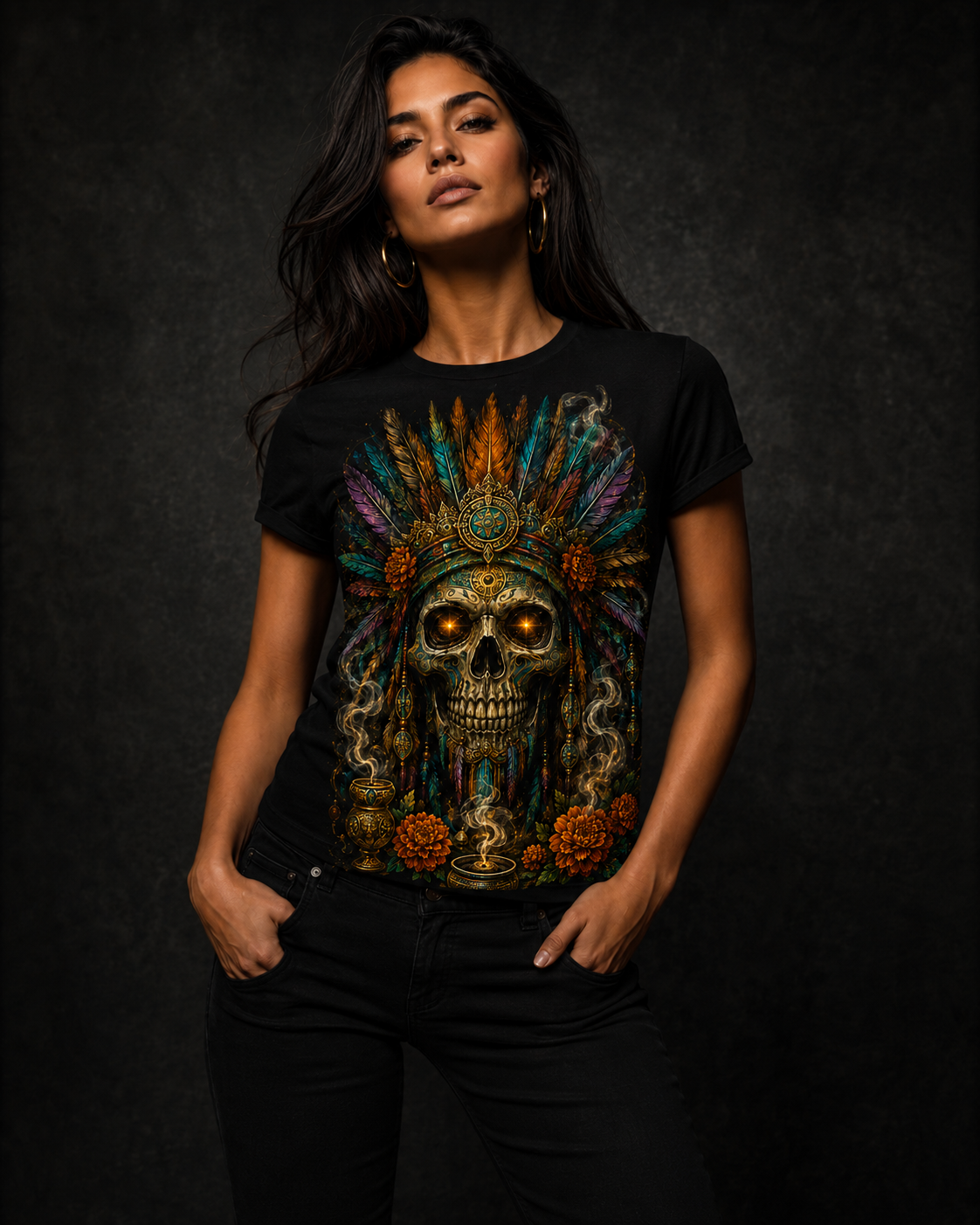 Playera Calavera Azteca
