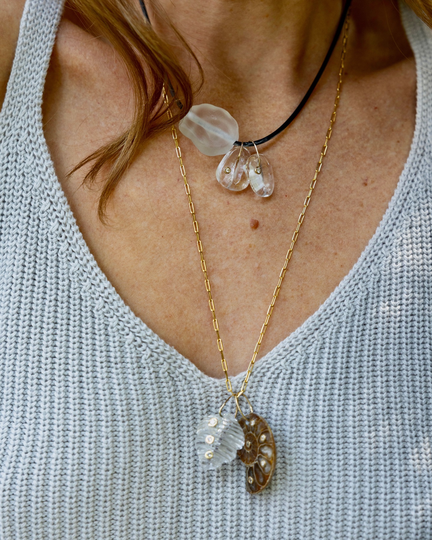 Collares con Cuarzo y Colgante Natural