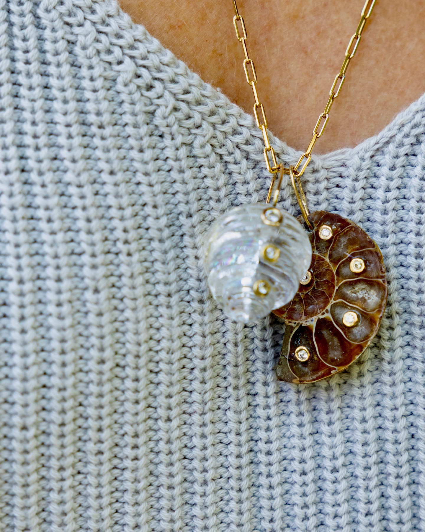 Collares con Cuarzo y Colgante Natural