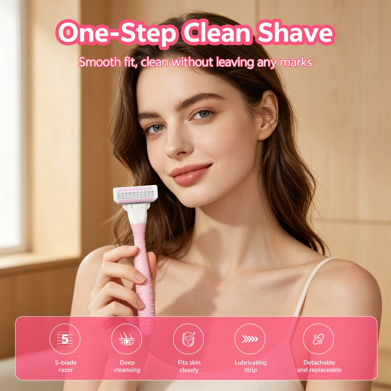 Women's Razor Set, with 5-Layer Stainless Steel Blades